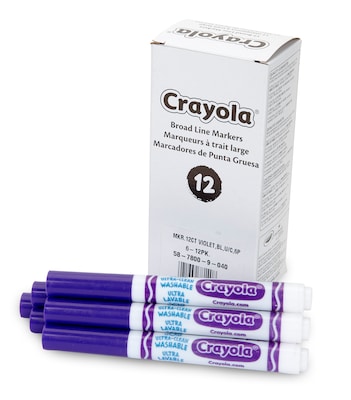 Crayola Ultra-Clean Washable Markers, Conical Tip, Purple, 12/Pack (57-7800-040)