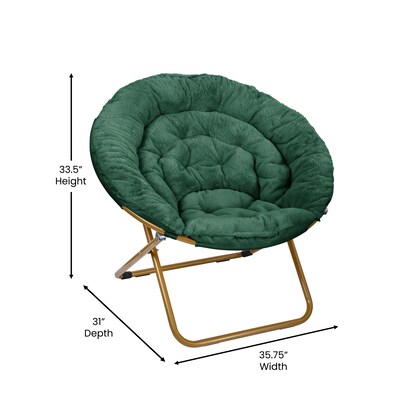 Flash Furniture Gwen Faux Fur Folding Saucer Moon Chair, Emerald/Soft Gold (FVFMC025EMSGD)
