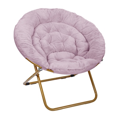 Flash Furniture Gwen Faux Fur Folding Saucer Moon Chair, Dusty Purple/Soft Gold (FVFMC025PRPSGD)