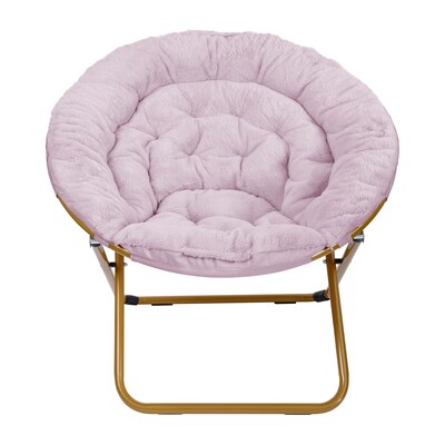Flash Furniture Gwen Faux Fur Folding Saucer Moon Chair, Dusty Purple/Soft Gold (FVFMC025PRPSGD)