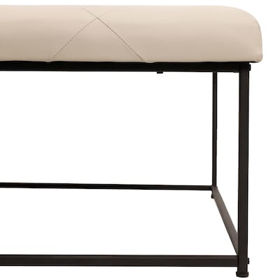 Flash Furniture Ashton LeatherSoft Tufted Ottoman, Beige/Black Frame (WXTY101BGLTBLK)