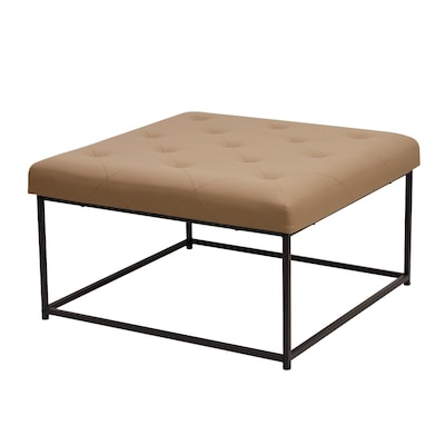 Flash Furniture Ashton LeatherSoft Tufted Ottoman, Light Brown/Black Frame (WXTY101LTBRNLBK)