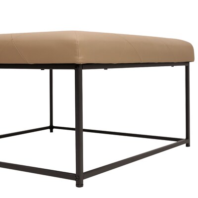 Flash Furniture Ashton LeatherSoft Tufted Ottoman, Light Brown/Black Frame (WXTY101LTBRNLBK)