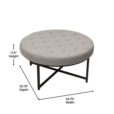 Flash Furniture Ashton Linen Tufted Ottoman, Gray/Black Frame (WXTY104GRYLNBLK)