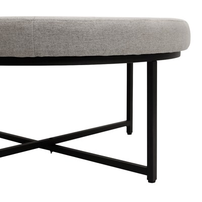 Flash Furniture Ashton Linen Tufted Ottoman, Gray/Black Frame (WXTY104GRYLNBLK)