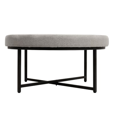 Flash Furniture Ashton Linen Tufted Ottoman, Gray/Black Frame (WXTY104GRYLNBLK)