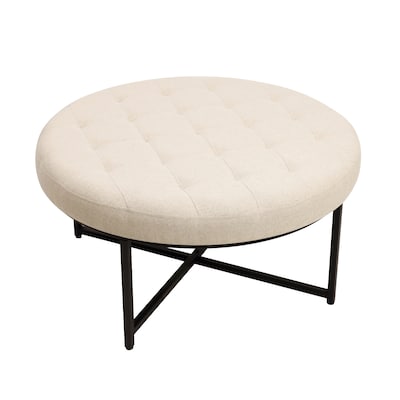 Flash Furniture Ashton Linen Tufted Ottoman, Beige/Black Frame (WXTY104BGELNBLK)