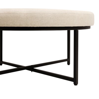 Flash Furniture Ashton Linen Tufted Ottoman, Beige/Black Frame (WXTY104BGELNBLK)