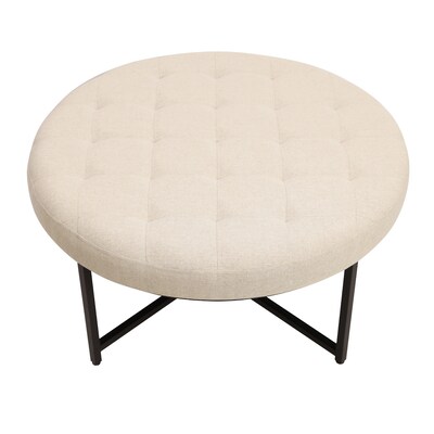 Flash Furniture Ashton Linen Tufted Ottoman, Beige/Black Frame (WXTY104BGELNBLK)