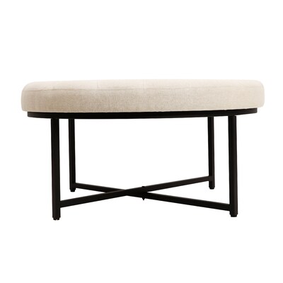 Flash Furniture Ashton Linen Tufted Ottoman, Beige/Black Frame (WXTY104BGELNBLK)