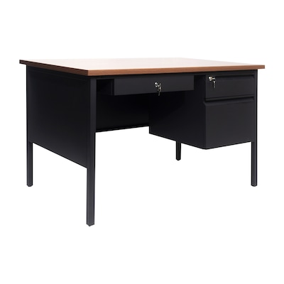 Flash Furniture Cambridge 48W Single Pedestal Desk, Walnut/Black (GCMBLK173WLN)
