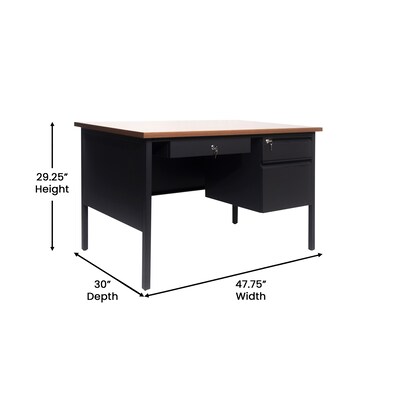 Flash Furniture Cambridge 48"W Single Pedestal Desk, Walnut/Black (GCMBLK173WLN)