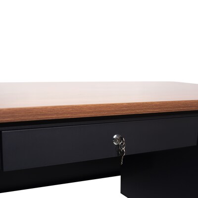 Flash Furniture Cambridge 48"W Single Pedestal Desk, Walnut/Black (GCMBLK173WLN)