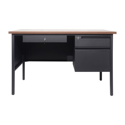 Flash Furniture Cambridge 48"W Single Pedestal Desk, Walnut/Black (GCMBLK173WLN)