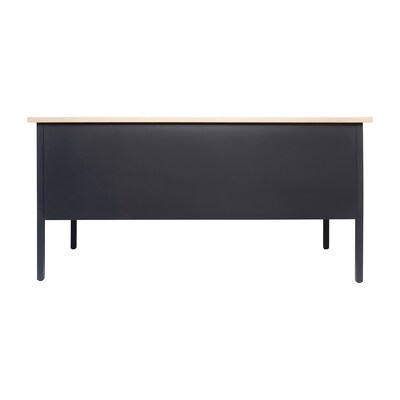 Flash Furniture Cambridge 70"W Double Pedestal Desk, White Oak/Black (GCMBLK180WOK)