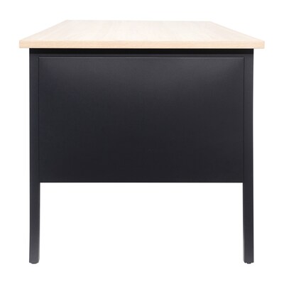 Flash Furniture Cambridge 70"W Double Pedestal Desk, White Oak/Black (GCMBLK180WOK)