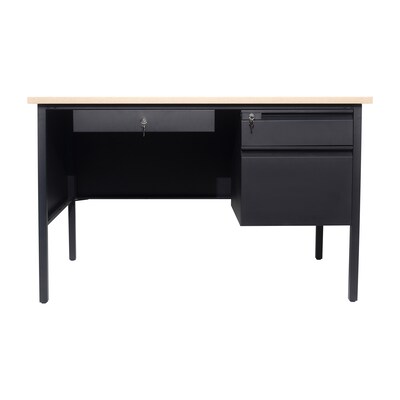 Flash Furniture Cambridge 48"W Single Pedestal Desk, White Oak/Black (GCMBLK173WOK)