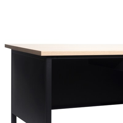 Flash Furniture Cambridge 70"W Single Pedestal Desk, White Oak/Black (GCMBLK177WOK)