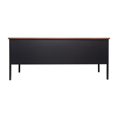 Flash Furniture Cambridge 70"W Single Pedestal Desk, Walnut/Black (GCMBLK177WLN)