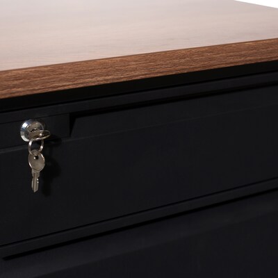 Flash Furniture Cambridge 70"W Single Pedestal Desk, Walnut/Black (GCMBLK177WLN)