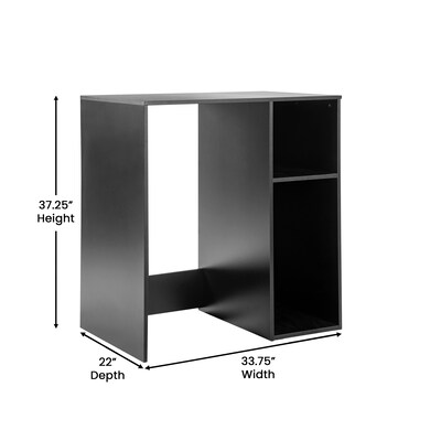 Flash Furniture Lotus Engineered Wood Mini Fridge Bookshelf Storage Station, Black (NAN17300BK)