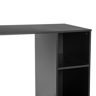 Flash Furniture Lotus Engineered Wood Mini Fridge Bookshelf Storage Station, Black (NAN17300BK)