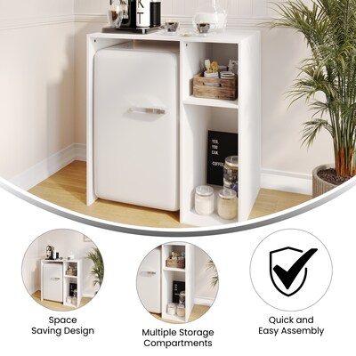 Flash Furniture Lotus Engineered Wood Mini Fridge Bookshelf Storage Station, White (NAN17300WH)