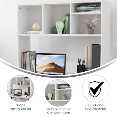 Flash Furniture Lotus 29"H x 37"W Desktop Bookshelf Storage Organizer, White (NAN17295WH)