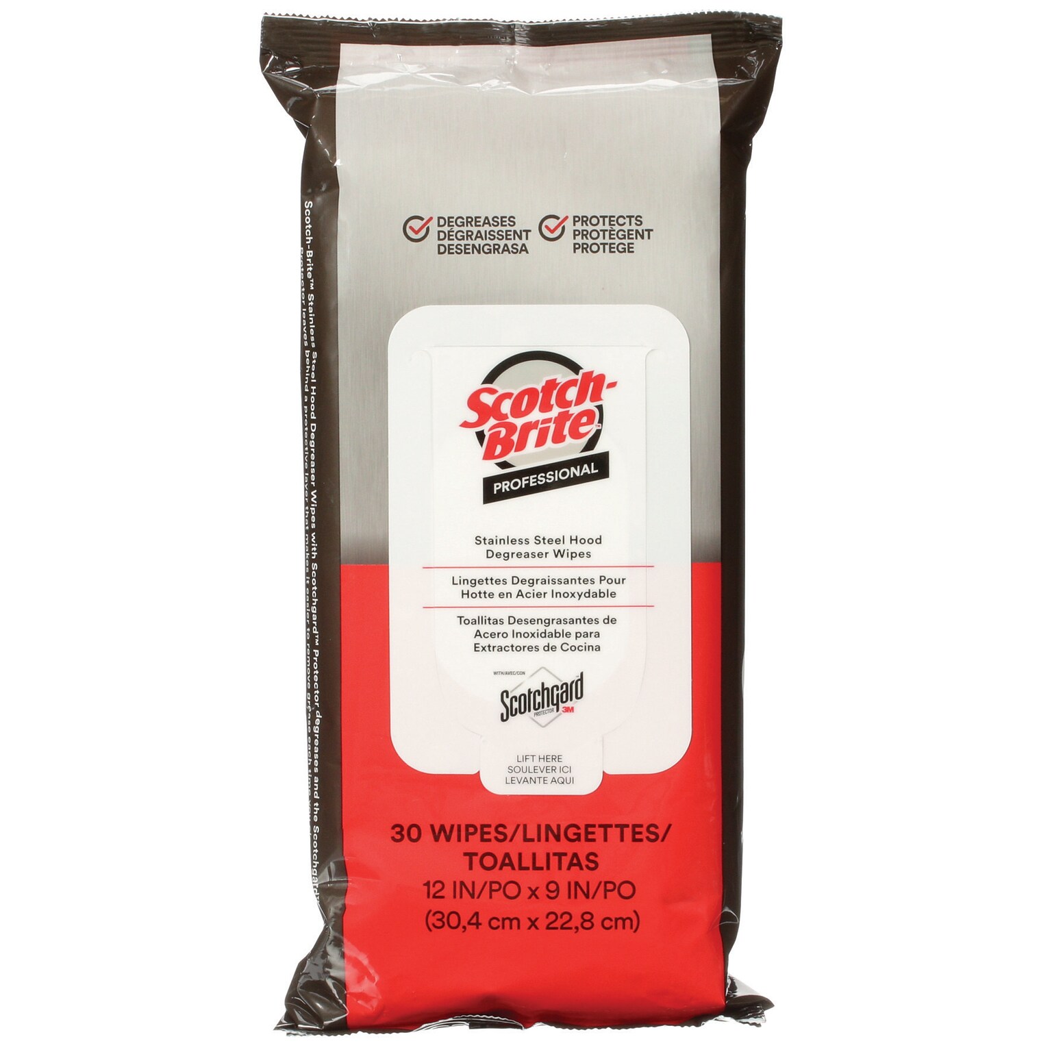 Scotch-Brite Stainless Steel Hood Degreaser Wipes, 30/Pack, 6 Packs/Case (SS-WIPES)