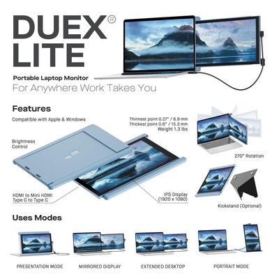 Mobile Pixels DUEX Lite 12.5" 60Hz LCD Monitor, Sky Blue (101-1005P07)
