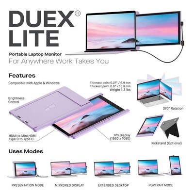 Mobile Pixels DUEX Lite 12.5" 60Hz LCD Monitor, Misty Lilac (101-1005P08)