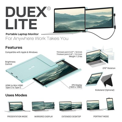 Mobile Pixels DUEX Lite 12.5" 60Hz LCD Monitor, Jadeite Green (101-1005P06)
