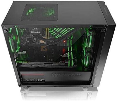 Thermaltake Versa H18 TG Micro ATX Micro Tower Computer Case, Black, Blue (CA-1J4-00S1WN-01)
