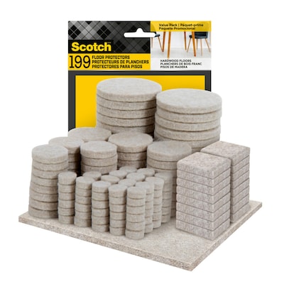 Scotch Beige Felt Pads, Assorted Sizes, 199/Pack (FP845-199NA)