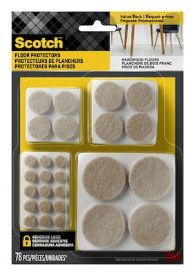 Scotch Round Felt Pads, Multi Pack, Beige, 78/Pack (SP855-NA)