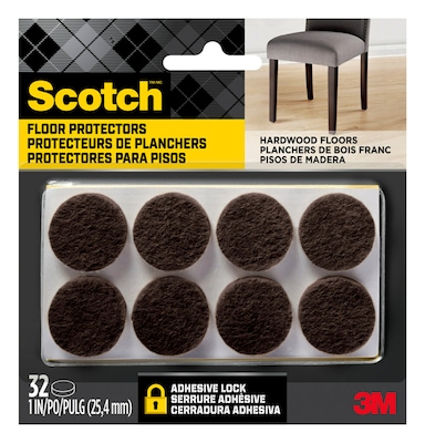 Scotch Round Felt Pads, 1, Brown, 32/Pack (SP822-NA)