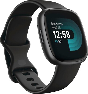 Google Fitbit Versa 4 Smart Watch, Black, Graphite Aluminum (FB523BKBK-US)