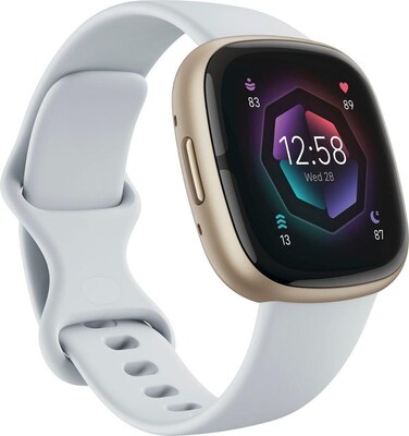 Google Fitbit Sense 2 Smart Watch, Misty Blue, Soft Gold Aluminium (FB521GLBM-US)