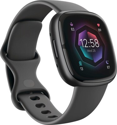 Google Fitbit Sense 2 Smart Watch, Shadow, Gray, Graphite Aluminum (FB521BKGB-US)