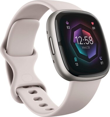Google Fitbit Sense 2 Smart Watch, Lunar White, Platinum Aluminum (FB521SRWT-US)