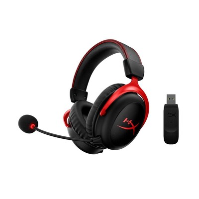 HyperX Cloud II Wireless Noise Canceling Stereo Gaming Headset, USB Type-C, Black/Red (4P5K4AA)