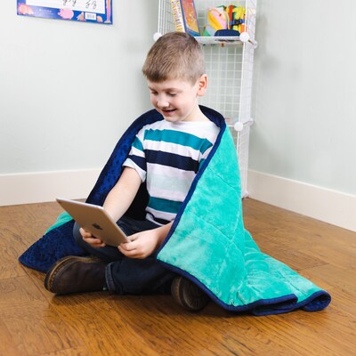 Bouncyband Soft Fleece Weighted 7lb Small Sensory Blanket for Kids, 56" x 36" (BBALPWB7BU)