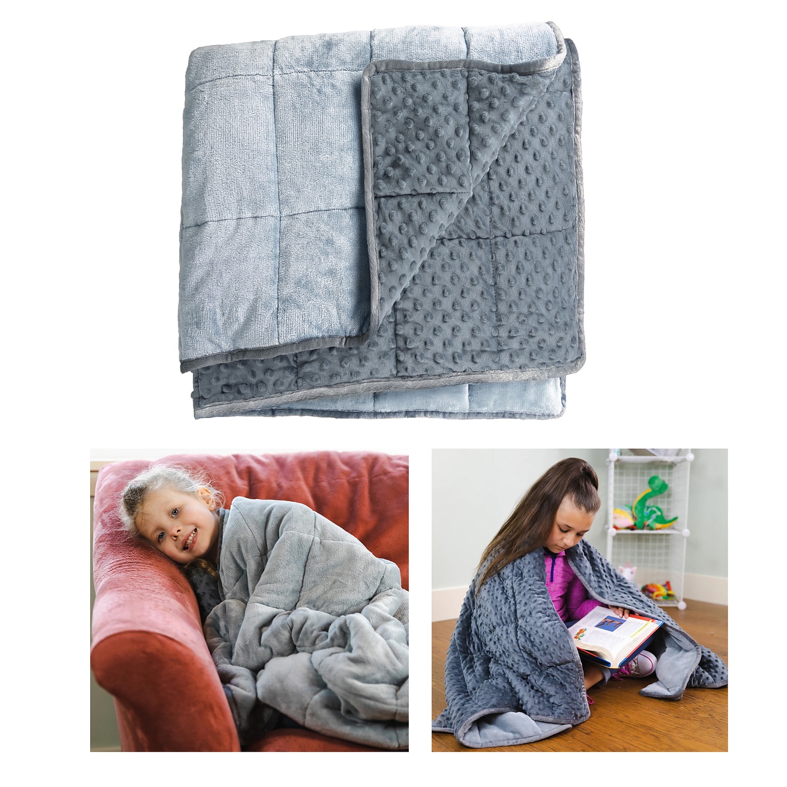 Bouncyband Sensory Weighted Dual Texture Shoulder Wrap for Kids, 40 x 12 (BBALPWR5GY)
