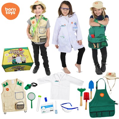 Bintiva Dress Up / Drama Play Trunk Set, Scientist-Explorer-Gardening, 16 Pieces/Set (BNVBT018)