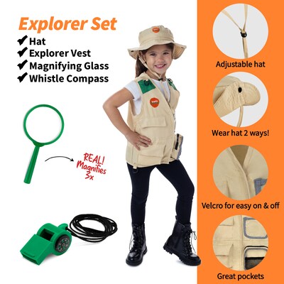 Bintiva Dress Up / Drama Play Trunk Set, Scientist-Explorer-Gardening, 16 Pieces/Set (BNVBT018)