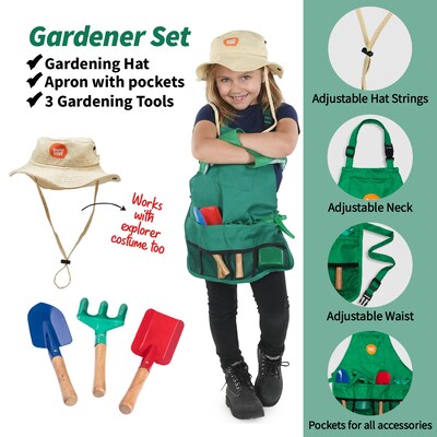 Bintiva Dress Up / Drama Play Trunk Set, Scientist-Explorer-Gardening, 16 Pieces/Set (BNVBT018)