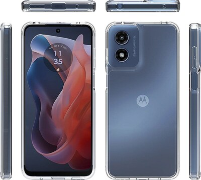 SaharaCase  Hybrid-Flex Hard Shell Series Case for Motorola Moto G Play (2024), Clear (CP00558)