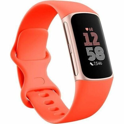 Google Fitbit Charge 6 Fitness Tracker, Coral/Champagne Gold Aluminum (GA05184NA)
