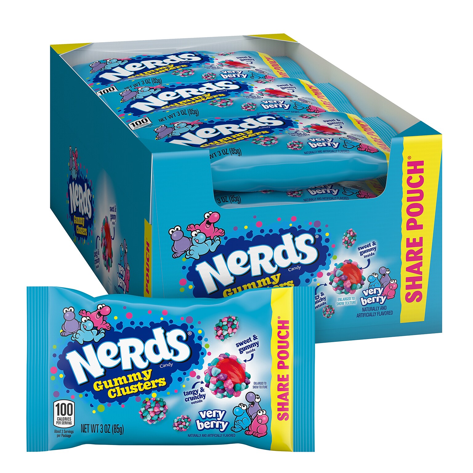 Nerds Very Berry Gummy Clusters Share Pack, 3 oz., 12/PK (220-02361)