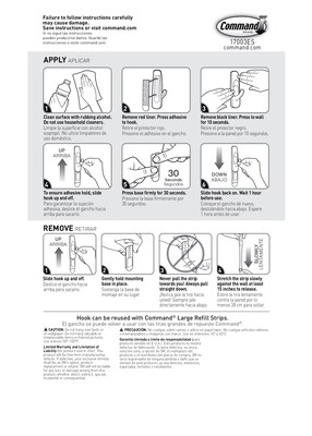 Command Large Utility Utility Hook, 5 lb, White, 12/Pack (17003-CLUB)